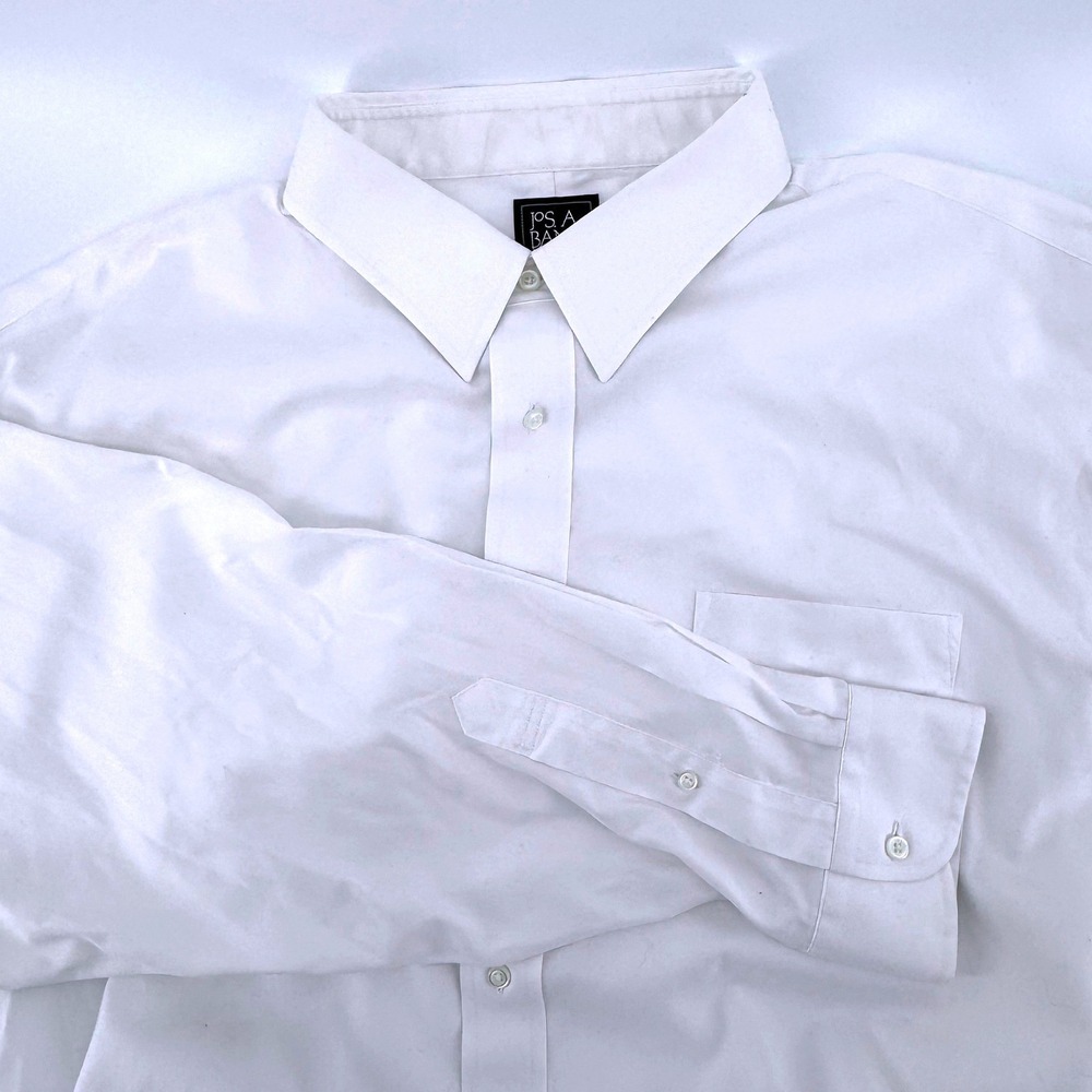 Jos. A. Bank Traveler White Dress Shirt Mens 18.5 36 Traditional Fit Cotton